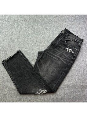 American Eagle 90s Boyfriend Jeans Women's Size 4 Button Fly Distressed Black